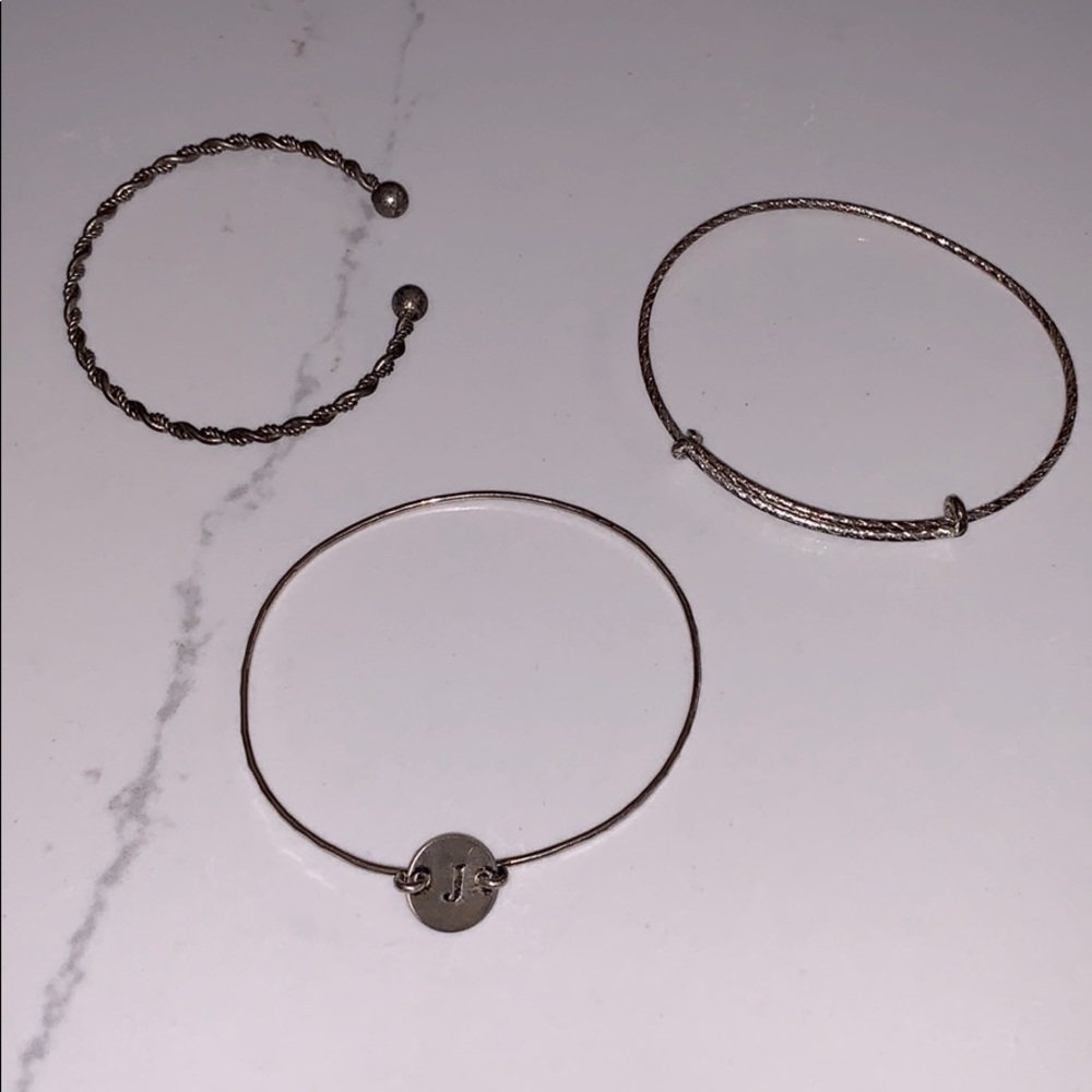 3 Silver Bangles - image 1